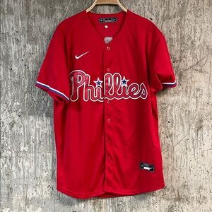Men's Philadelphia Phillies Bryce Harper #3 Red Alternate Player Jersey Size M
